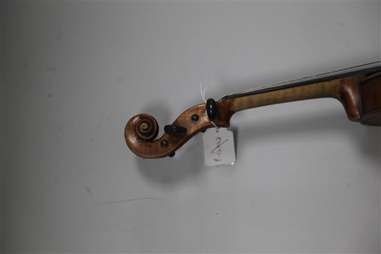 A French violin, attributed to Louis Guersan, Paris, c.1750, length of back 35.5cm (14in.), cased